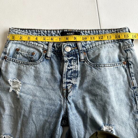 Aero Boyfriend Denim Jeans Women 6 Blue Distressed Button Fly Destroyed 90s Y2K - Picture 8 of 9